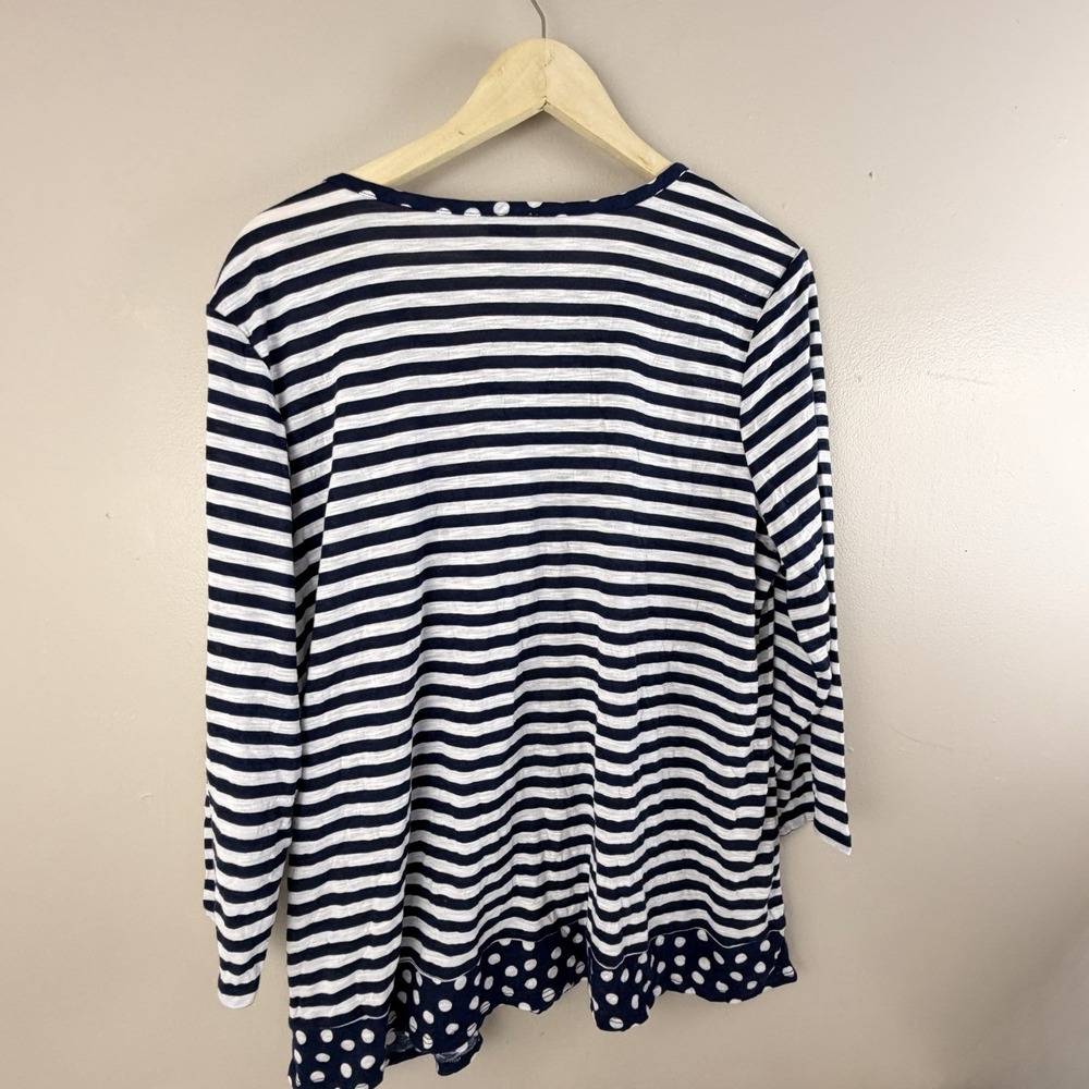 Chico's Zenergy Striped Long Sleeve Top 2/L Coastal Preppy Athleisure Nautical - Picture 6 of 7